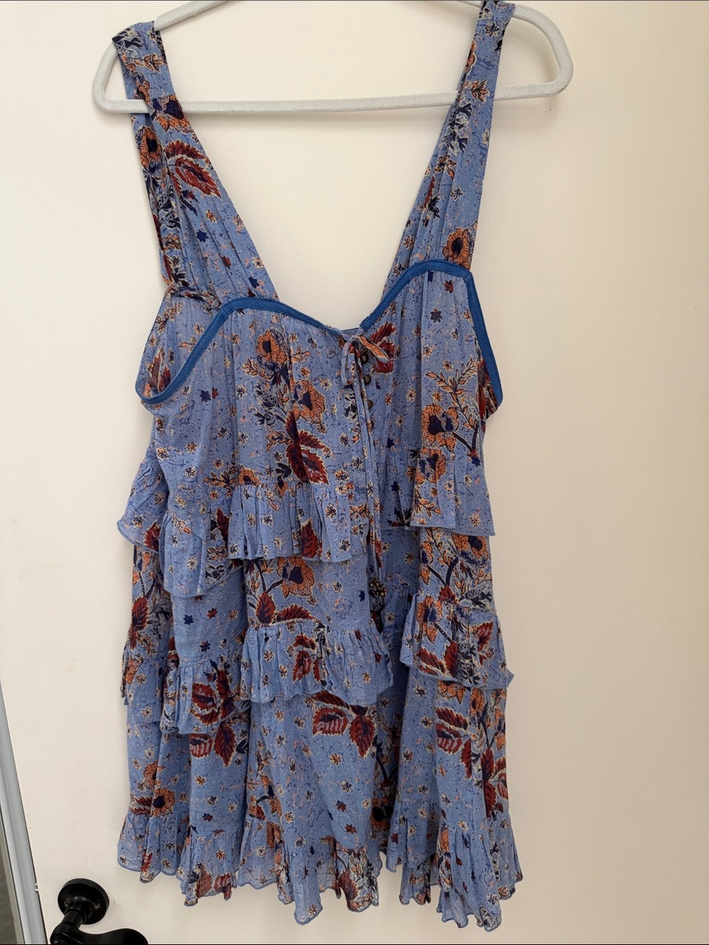 Free People Blue Floral Ruffle Midi Dress